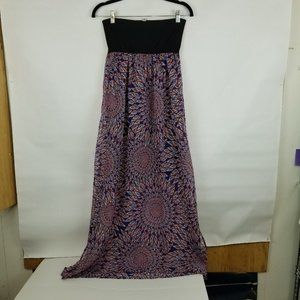 Xhilaration Strapless Maxi Boho Dress Size M Red and Blue